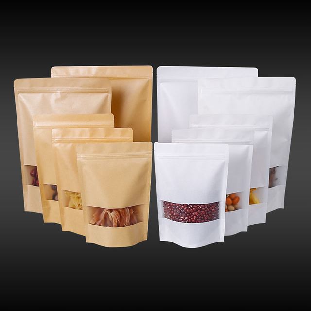 Kraft Paper Windowed Stand Up Packaging Bag