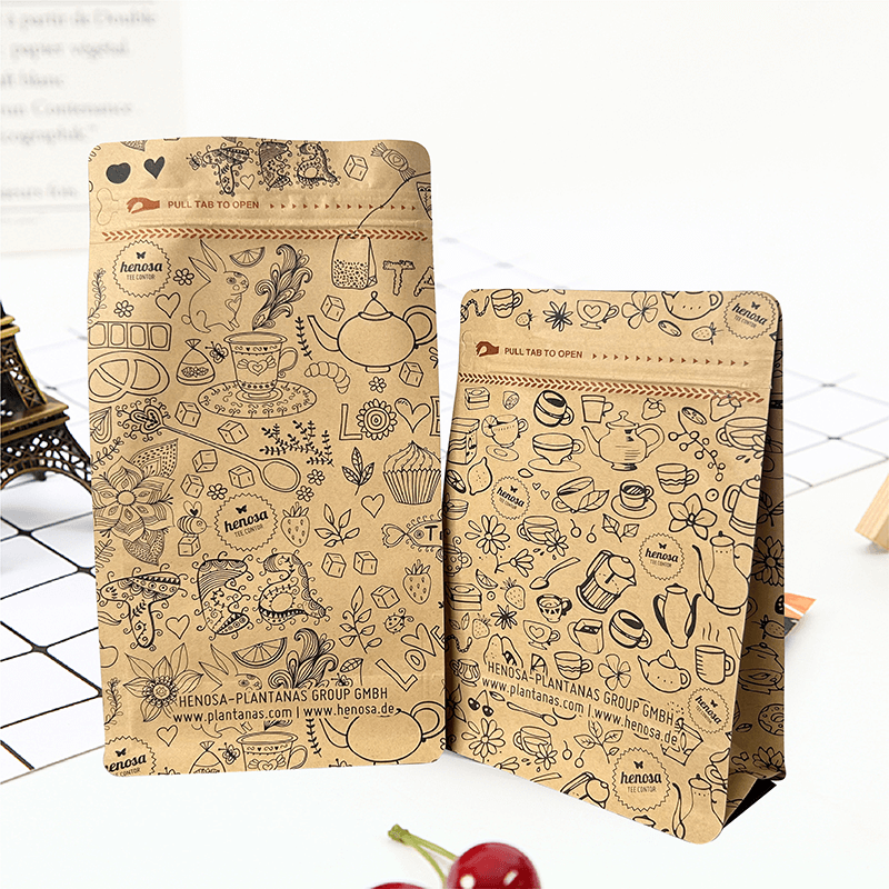 Kraft Paper Flat-bottomed Zipper Packaging Bag