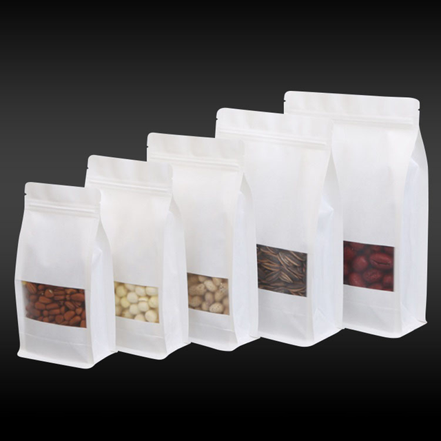 Kraft Paper Flat-bottomed Window Zipper Packaging Bag