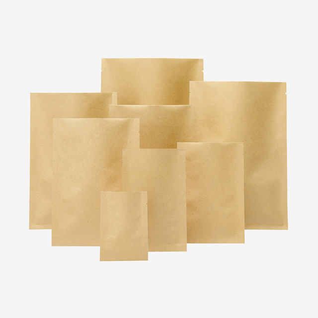 Customized Print Kraft Paper Three Side Seal Bag Zipper Packaging Bag